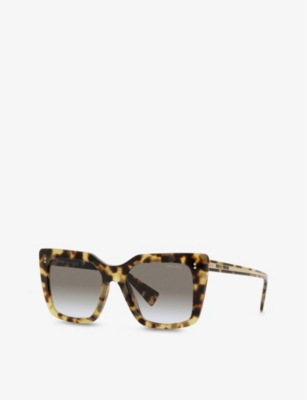 Shop Miu Miu Women's Brown Mu02ws Square-frame Acetate And Metal Sunglasses