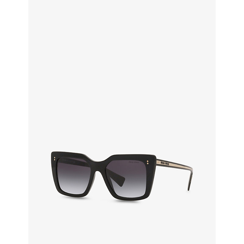 Shop Miu Miu Women's Black Mu02ws Square-frame Acetate And Metal Sunglasses