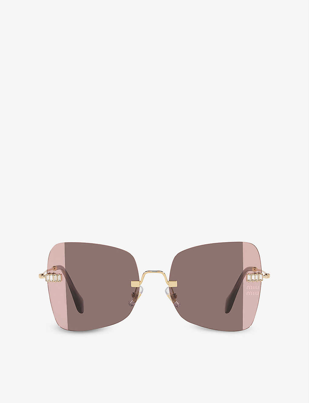 Shop Miu Miu Women's Gold Mu50ws Square-frame Metal Sunglasses