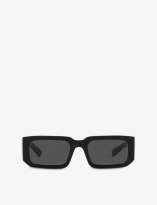 Prada Womens Pr 06ys Rectangle-frame Acetate Sunglasses Black In Black