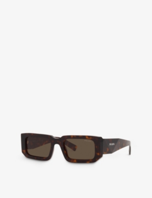 PRADA WOMENS PR 06YS RECTANGLE-FRAME ACETATE SUNGLASSES BROWN 