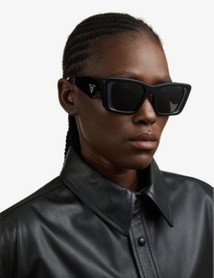 Shop Prada Women's Black Pr 08ys Butterfly-shaped Acetate Sunglasses