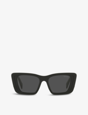 Shop Prada Women's Black Pr 08ys Butterfly-shaped Acetate Sunglasses