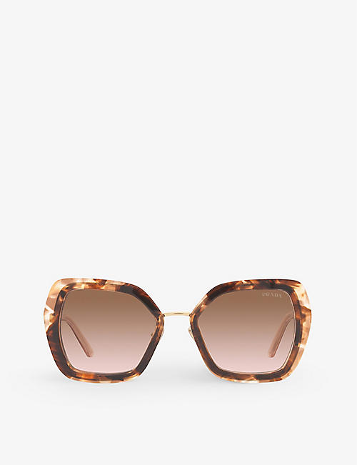 PRADA: PR 53YS tortoiseshell-print square-frame metal sunglasses
