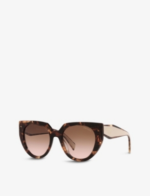 Shop Prada Women's Brown Pr 14ws Cat Eye-frame Acetate Sunglasses