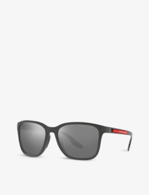 Shop Prada Linea Rossa Women's Grey Ps 02ws Square-frame Acetate Sunglasses