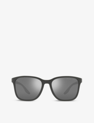 Shop Prada Linea Rossa Women's Grey Ps 02ws Square-frame Acetate Sunglasses
