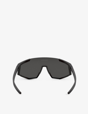 Prada Womens  Linea Rossa Ps 04ws Pillow-frame Nylon Sunglasses In Black