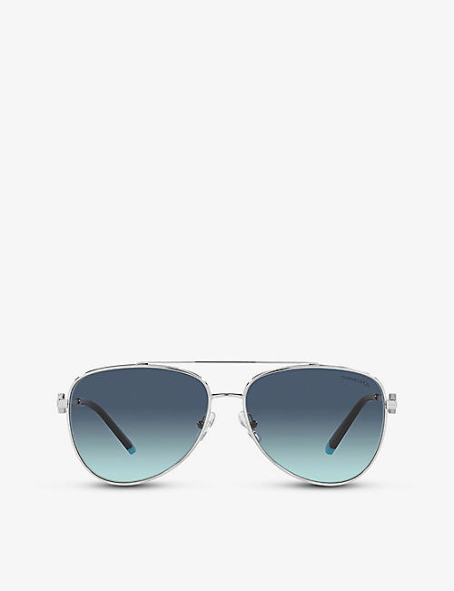 TIFFANY & CO: TF3080 Tiffany T pilot-frame metal and acetate sunglasses