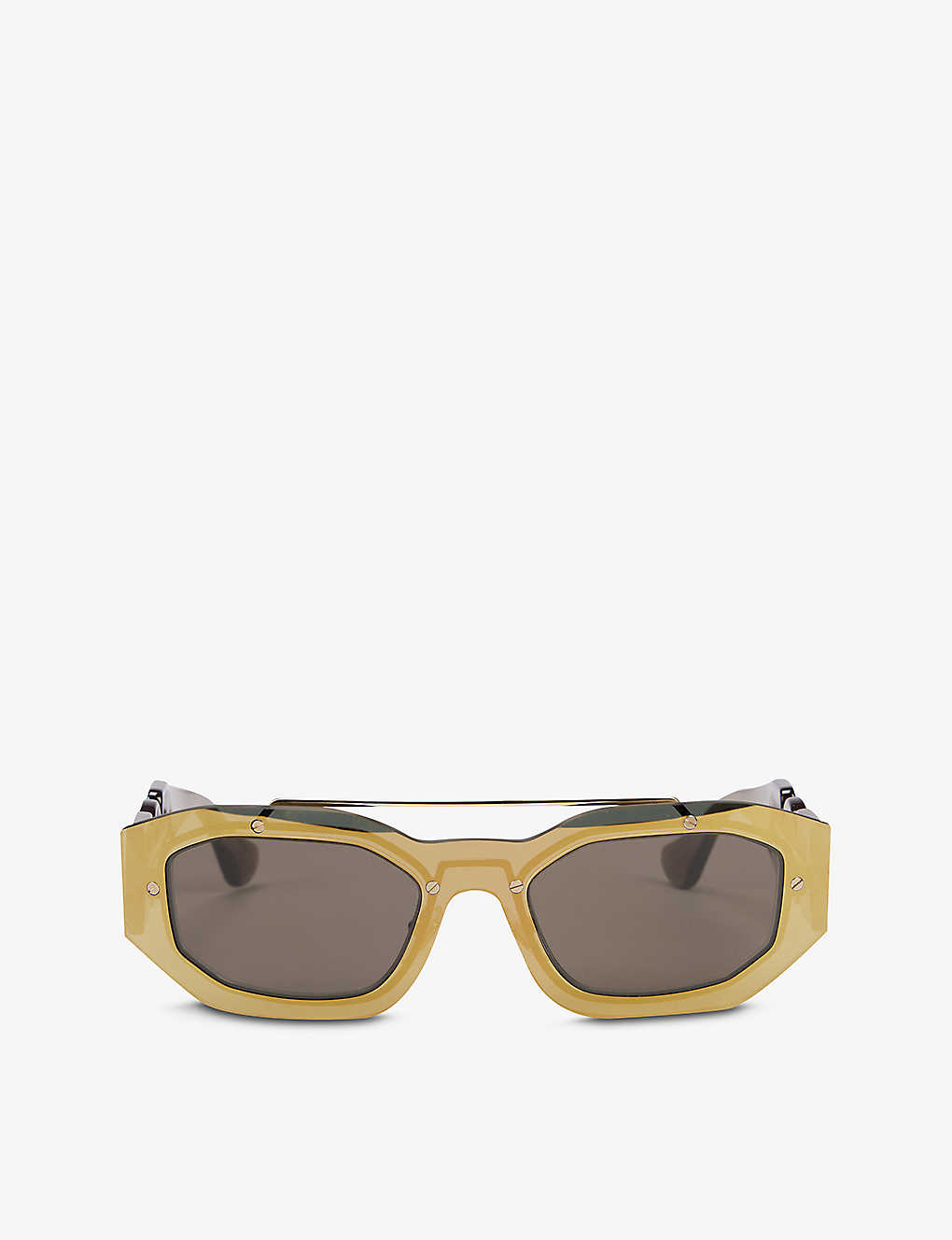 Versace Ve2235 Oval-frame Metal Sunglasses In Brown