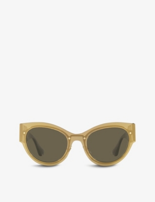 Versace Medusa-plaque Cat Eye-frame Sunglasses In Brown