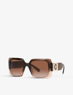 VERSACE WOMENS BROWN VE4405 SQUARE-FRAME ACETATE SUNGLASSES