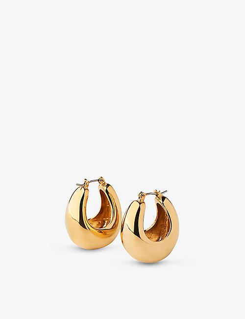WHISTLES: Gold-plated curved hoop earrings