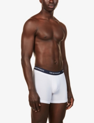 EMPORIO ARMANI: Pack of two logo-embellished stretch-cotton boxers