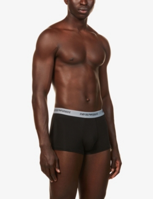EMPORIO ARMANI: Pack of three logo-embellished stretch-cotton boxers