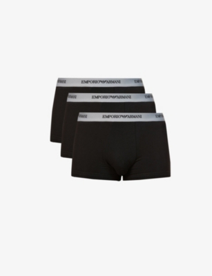 EMPORIO ARMANI: Pack of three logo-embellished stretch-cotton boxers