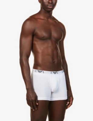 Emporio Armani Pack Of Two Logo-embellished Stretch-cotton Boxers In Bianco/bianco