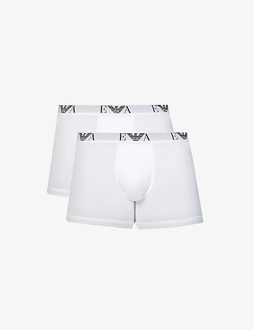 EMPORIO ARMANI: Pack of two logo-embellished stretch-cotton boxers