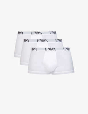 EMPORIO ARMANI: Logo-print stretch-cotton trunks pack of three