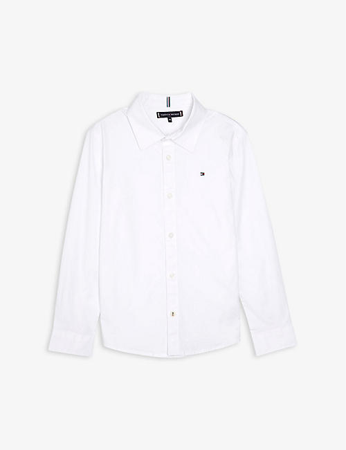 TOMMY HILFIGER: Logo-embroidered cotton-blend shirt 4-16 years