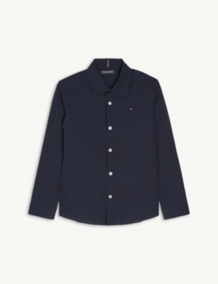 TOMMY HILFIGER: Logo-embroidered cotton-blend shirt 4-16 years