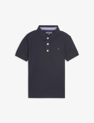 TOMMY HILFIGER: Logo-embroidered cotton-blend polo shirt 4-16 years