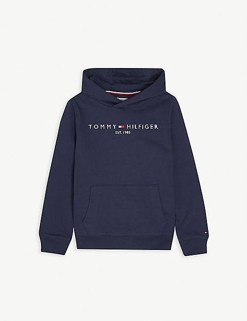 TOMMY HILFIGER: Essential logo-print cotton hoody 4-16 years