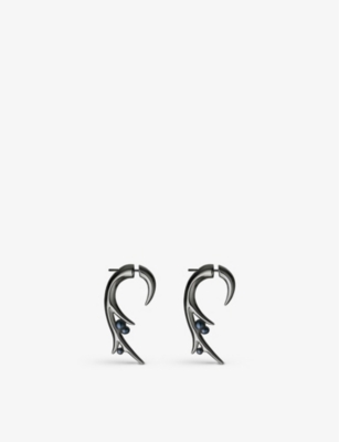 SHAUN LEANE: Hooked Pearl large rhodium-plated sterling-silver and pearl earrings