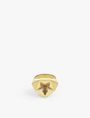 Shop Shaun Leane Women's Yellow Gold Star 18ct Yellow Gold-plated Vermeil Sterling-silver Signet Ring