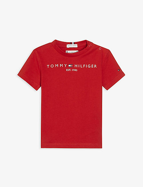 TOMMY HILFIGER: Logo-embroidered cotton T-shirt 9-24 months