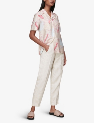 WHISTLES: Barrel-leg loose-fit linen trousers