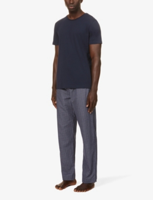 Derek Rose Braemar Checked Lounge Trousers In Navy