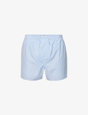 for Men Derek Rose Plaza Polka Dot-pattern Classic-fit Cotton Boxer Briefs in Navy Mens Clothing Underwear Boxers Blue 