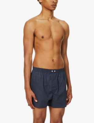 Derek Rose Plaza Polka Dot-pattern Classic-fit Cotton Boxer Briefs In Navy
