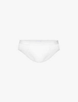 Derek Rose Jack Branded-waistband Stretch-cotton Briefs In White