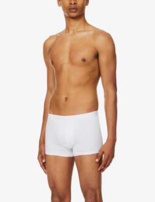 Shop Derek Rose Men's White Jack Branded-waistband Stretch-cotton Trunks