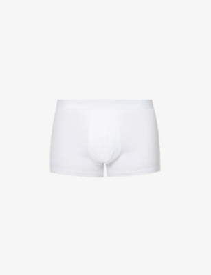 Derek Rose Jack Branded-waistband Stretch-cotton Trunks In White