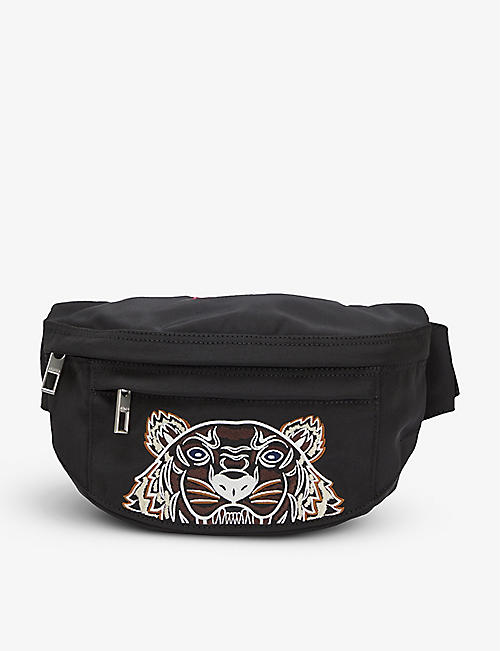 KENZO: Tiger-embroidered shell belt bag