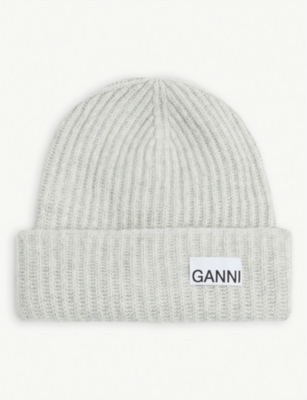 Logo-patch recycled-wool blend beanie