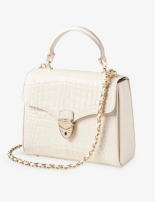 ASPINAL OF LONDON: Mayfair medium croc-embossed leather top-handle bag