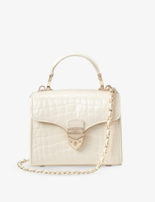 Aspinal Of London Womens Ivory Mayfair Mini Crocodile-embossed Leather Cross-body Bag