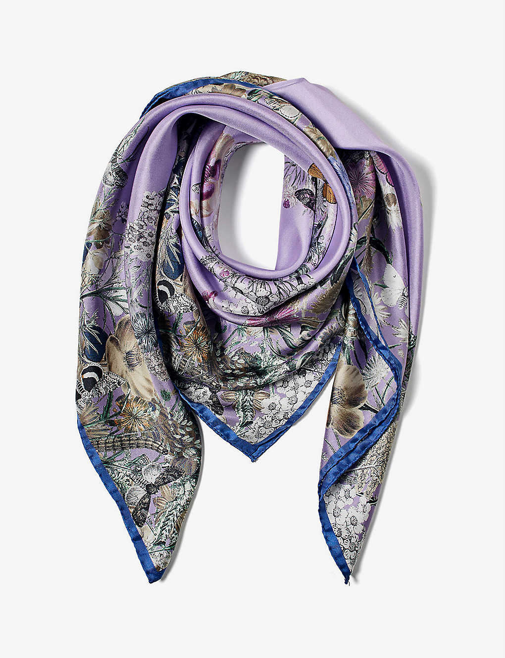 Aspinal Of London Women's Lavender Ombre 'a' Floral-print Silk Scarf