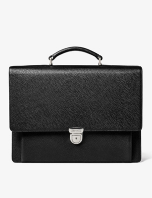 Shop Aspinal Of London Men's Black City Grained-leather Messenger Bag