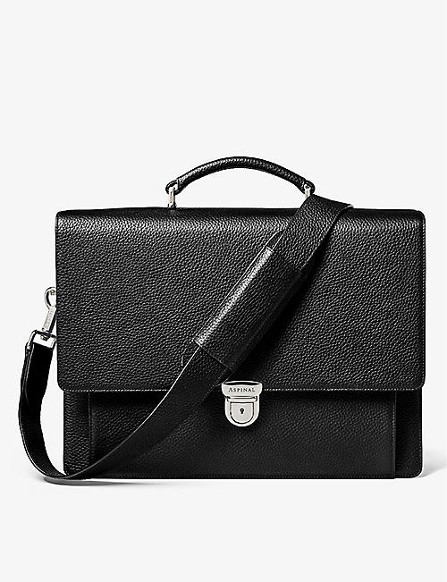 ASPINAL OF LONDON: City pebbled-leather briefcase