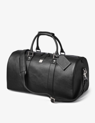 Shop Aspinal Of London Black Boston Grained-leather Duffle Bag