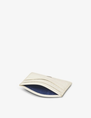 Aspinal Of London Ivory Slim Croc-embossed Leather Cardholder In Ivory