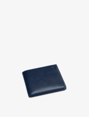Aspinal Of London Mens Navy Billfold Eight-card Leather Wallet In Navy