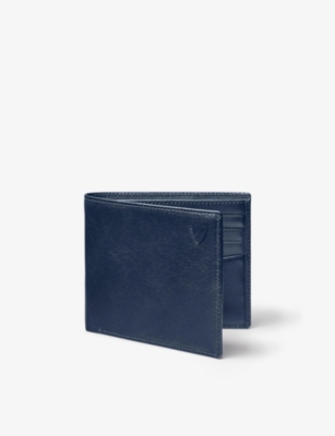 Aspinal Of London Mens Navy Billfold Eight-card Leather Wallet
