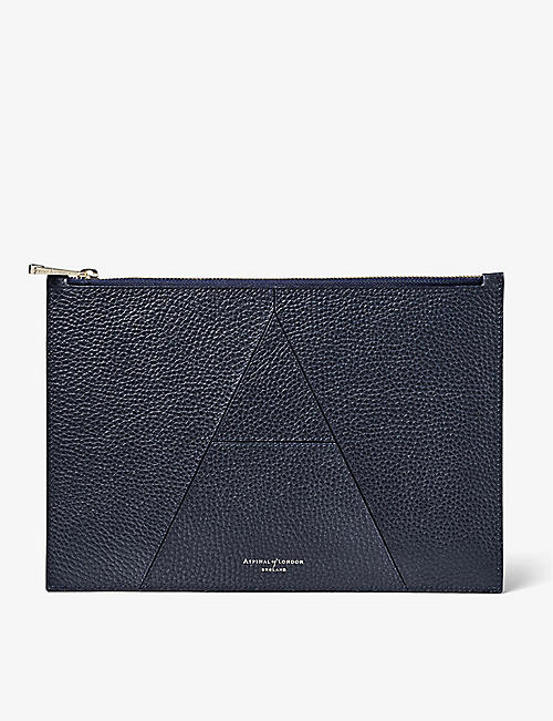 ASPINAL OF LONDON: Essential A large pebbled-leather pouch