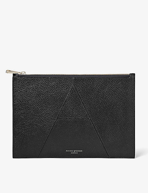 ASPINAL OF LONDON: Essential A large large pebbled-leather pouch